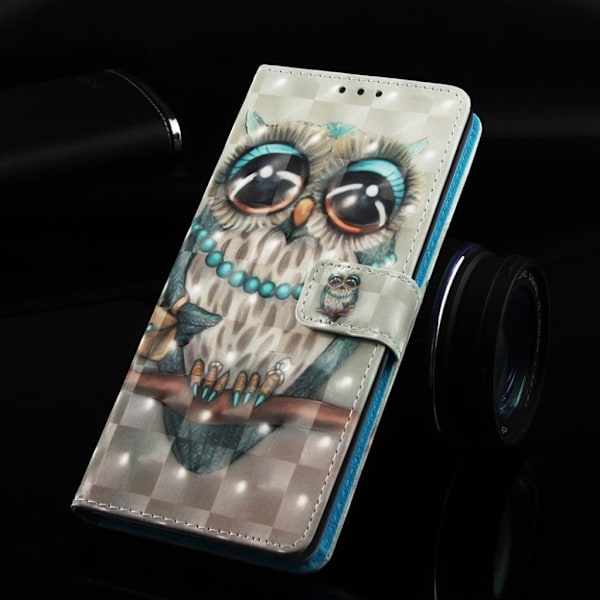 Samsung Galaxy A40 mönstrat läderfodral - Bedårande Uggla multifärg