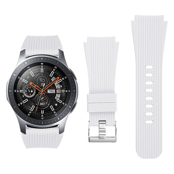 Samsung Galaxy Watch (46mm) randigt utbytbart klockarmand av mjukt silkonplast med metall lås - Vit Vit