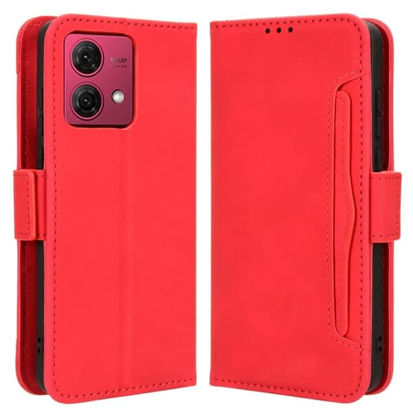 Modernt Motorola Moto G84 fodral med plånbok - Röd Röd