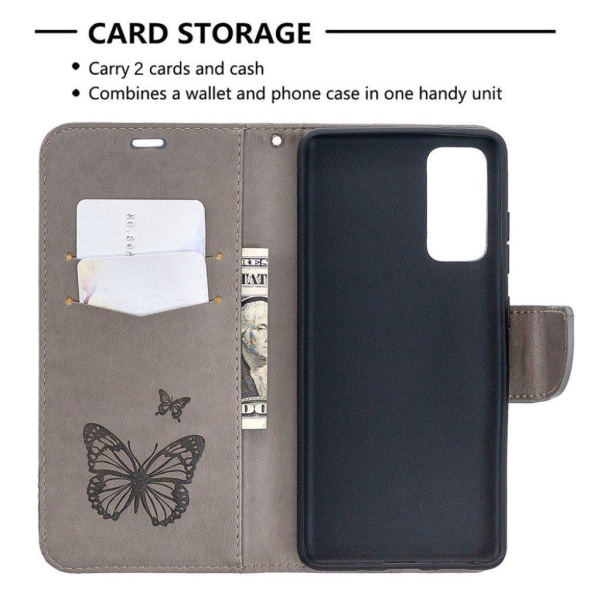 Butterfly Samsung Galaxy S20 Fe 5g / S20 Fe Flip Etui - Grå Silver grey