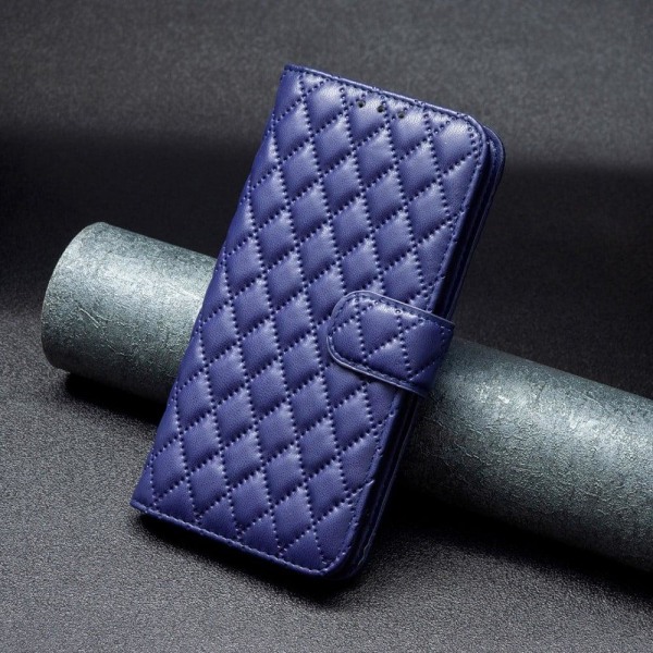 Rhombus pattern matte flip case for Motorola Moto E13 - Blue Blå