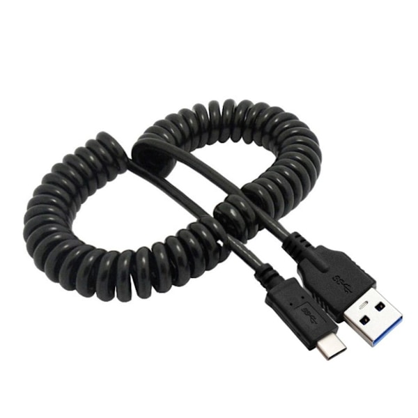 CY UC-080 USB-C uros pistoke USB 3.0 A uros pistoke jousikaapeli - Musta Black