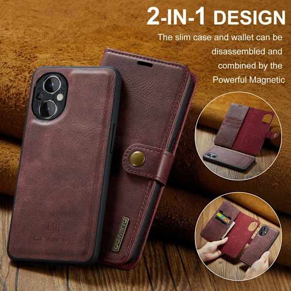 DG.Ming OnePlus Nord N20 5G 2-in-1 Pung Etui - Rød Red