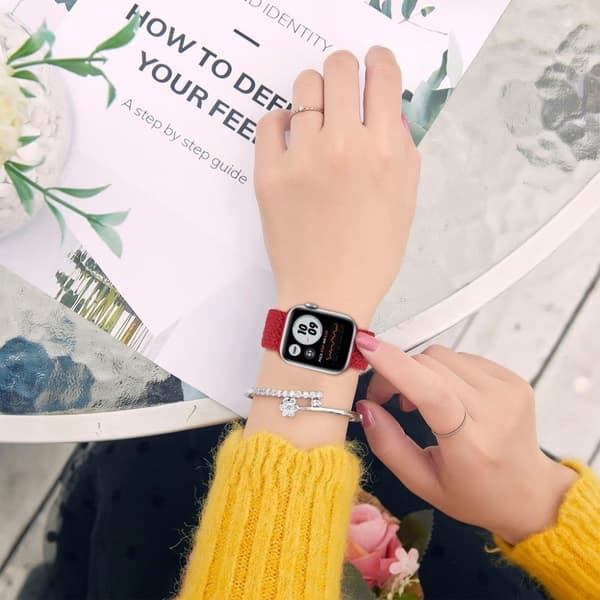 Apple Watch 40 mm mønstret klokkerem i nylon - Rød Red
