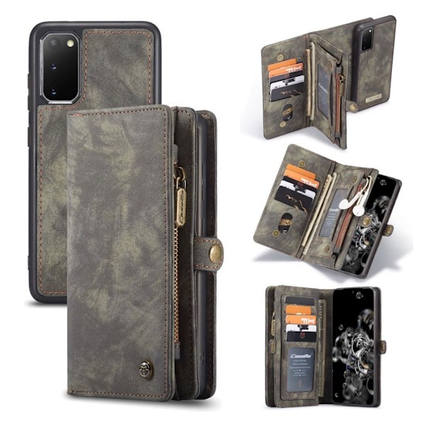 CaseMe Samsung Galaxy S20 Zipper Wallet Etui - Grå Silver grey
