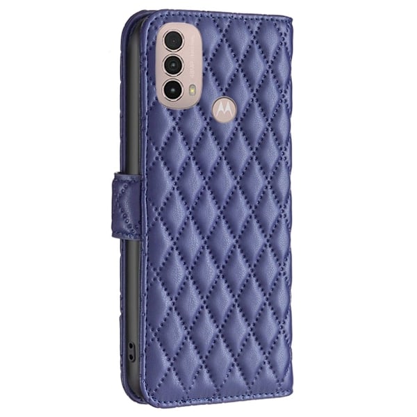 Rhombus Mønster Matte Flip Case til Motorola Moto E30 / E40 - Blå Blue