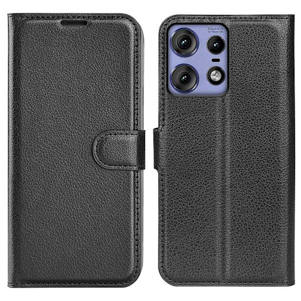 Klassisk Motorola Edge 50 Pro flip etui - Sort Black