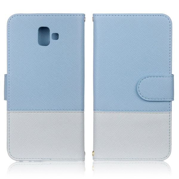 Samsung Galaxy J6 Plus (2018) kryds tekstur læder flip etui - Babyblå Blue