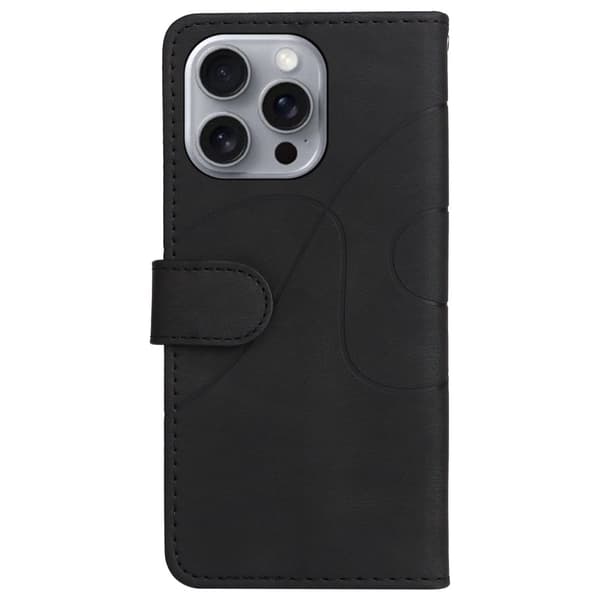 Tekstureret iPhone 16 Pro Max læderetui med rem - Sort Black