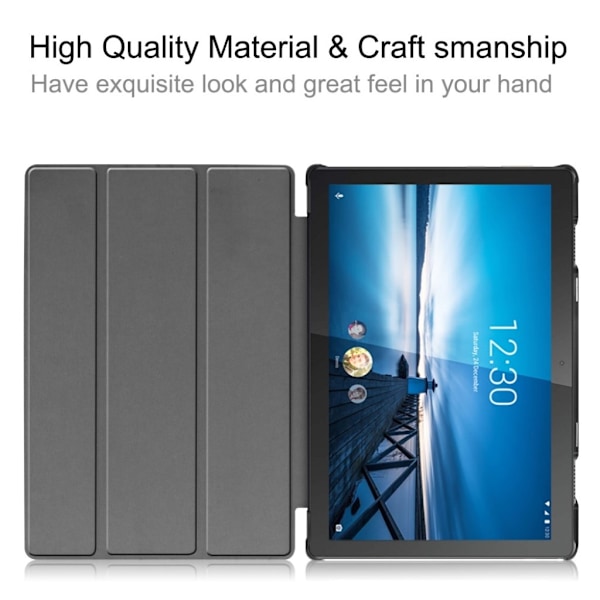 Lenovo Tab M10 FHD REL tri-fold läderfodral - Grå Silvergrå
