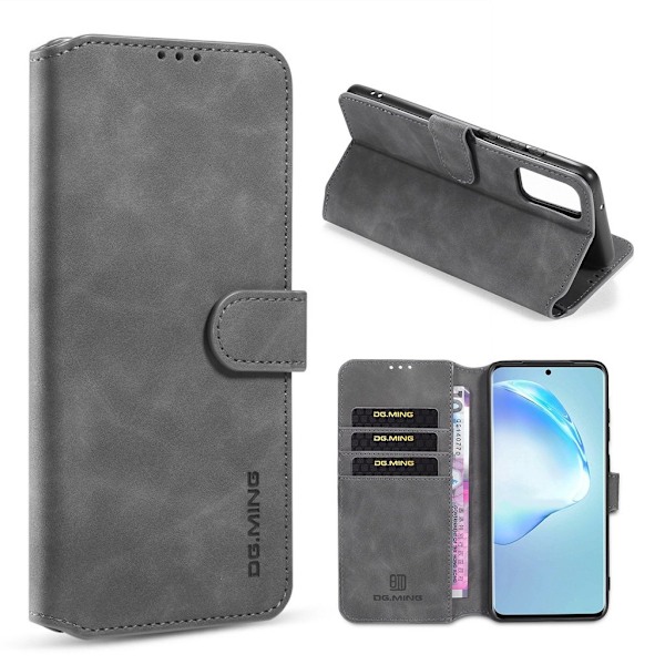 DG.MING Samsung Galaxy S20 Ultra Retro kotelot - Harmaa Silver grey