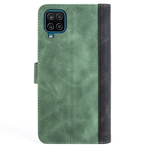 To Farvet Læder Flip Case til Samsung Galaxy A12 5G - Grøn Green