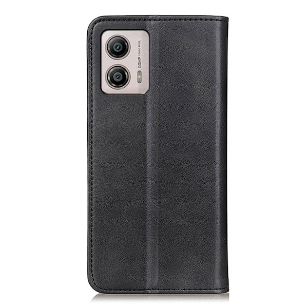 Flip Etui med Pung i Ægte Læder til Motorola Moto G23 / G13 / G23 - Sort Black