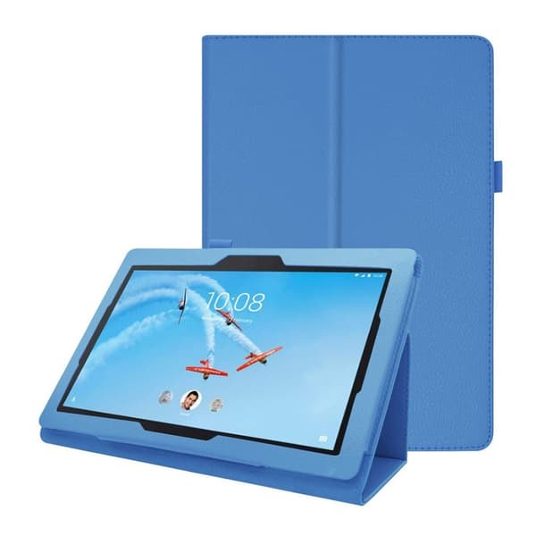 Lenovo Tab E10 Litchi Skinnetui - Lys Blå Blue