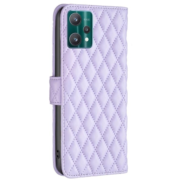 Rombemønster, matt flip-deksel for Realme V25 / Realme 9 Pro - Lilla Purple