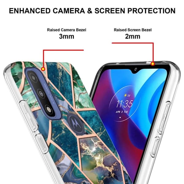Marmormotiv Motorola G Pure skal - Blå/Grön multifärg