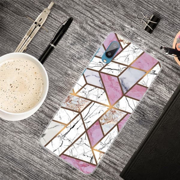 Marmormotiv Samsung Galaxy M02 / Samsung Galaxy A02 skal - Rosa / Vit / Grå Marmor multifärg