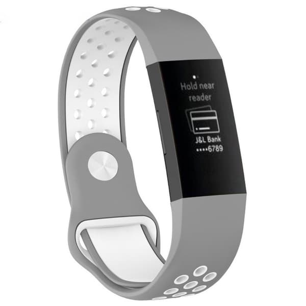 Fitbit Charge 3 andningsbart klockarmband i silikon i två färger - Grå / Vit multifärg