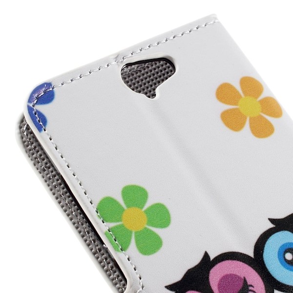 Moberg HTC One A9 Læder Etui - Yndige Ugler og Blomster Multicolor