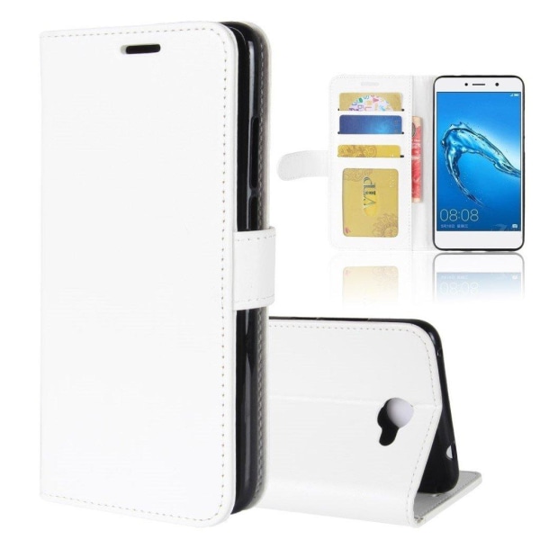 Huawei Y7 (2017) mobilfodral i PU läder skyddande plånbok korthå Vit