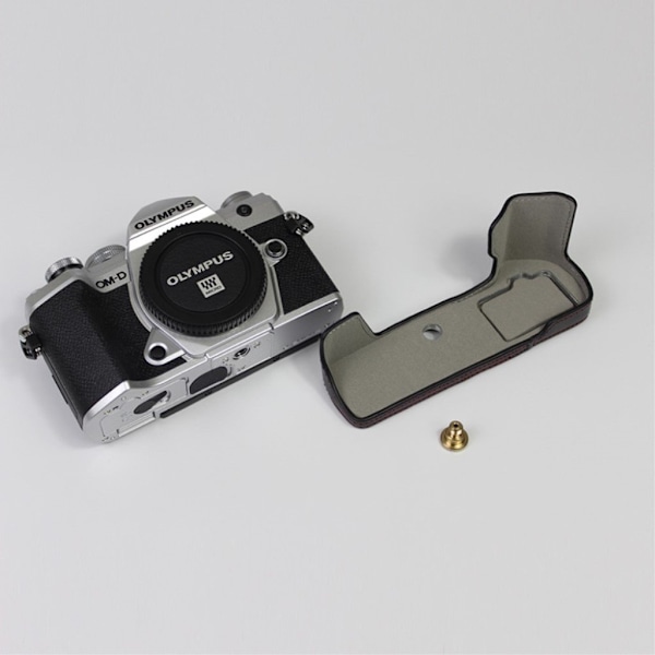 Olympus O-MD E-M5 Mark III hållbart halvfodral i läder - Svart Svart