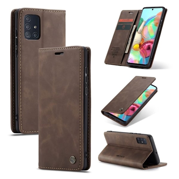 CaseMe Samsung Galaxy A71 Vintage kotelot - Kahvi Brown