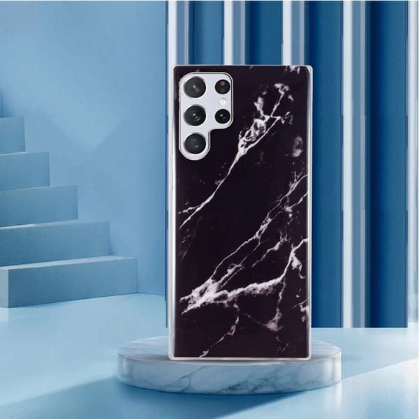 Marble design Samsung Galaxy S22 Ultra cover - Sort Black