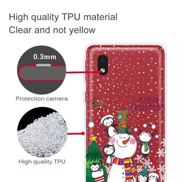 Christmas Samsung Galaxy A01 Core fodral - snögubbe and pingvin multifärg