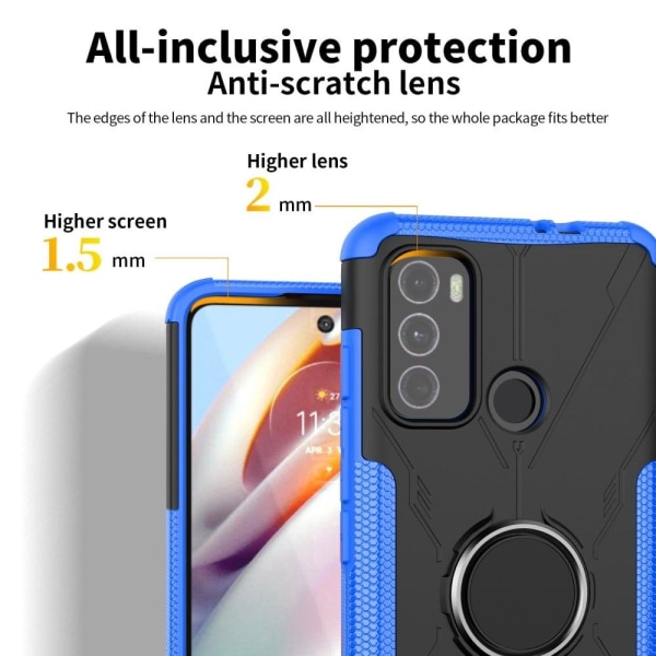Kickstand-cover med magnetisk plade til Motorola Moto G60 - Blå Blue