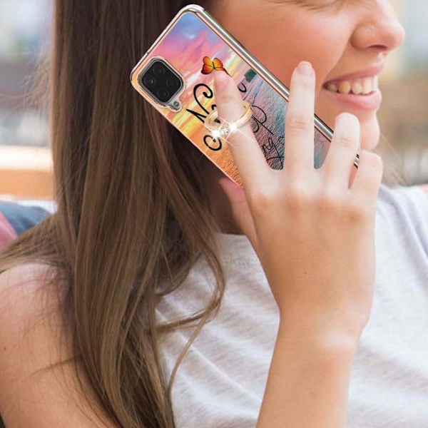 Marble Patterned Suojakuori With Ring Holder For Samsung Galaxy M12 / F12 / A12 5g - Never Stop Dreaming Multicolor