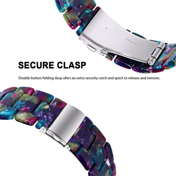 20 mm Huawei Watch GT 2 42 mm / Watch 2 resin-urrem med spænde i rustfrit stål - Lilla Grøn Blanding Multicolor