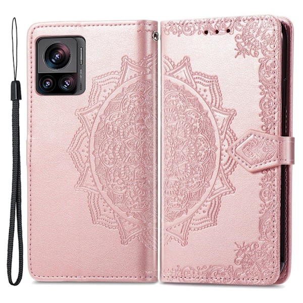 Mandala Motorola Edge 30 Ultra / X30 Pro Flip Etui - Rødguld Pink