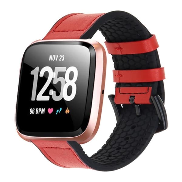 Fitbit Versa 2 / Versa Lite / Versa silikonarmbånd i skinn - Rød Red