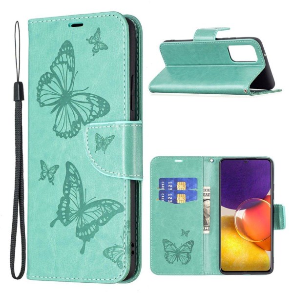 Butterfly Samsung Galaxy A82 5G Läppäkotelo - Vihreä Green