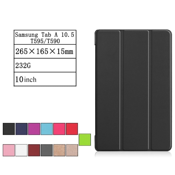 Samsung Galaxy Tab A 10.5 Taivutettava Synteetti Nahkainen Suojakuori Tablettiin - Musta Black