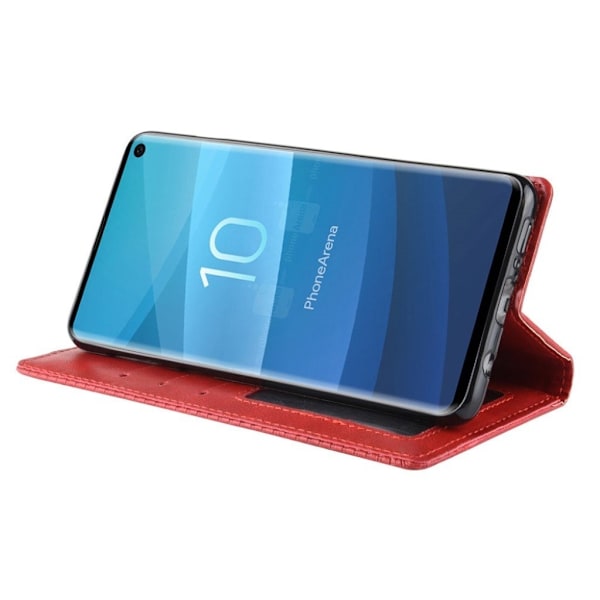 Samsung Galaxy S10 vintage läderfodral - Röd Röd