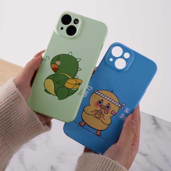 Søt tegneseriemønsterdeksel for iPhone 14 Pro - Dinosaur Green