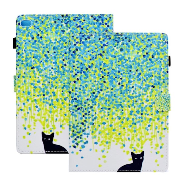 iPad (2018) mønstret PU læder flip etui - Farverigt Spots og Kat Multicolor