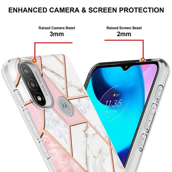 Marble Motorola Moto E30 / E20 / E40 Suojakotelo - Pinkki / Valkoinen Pink