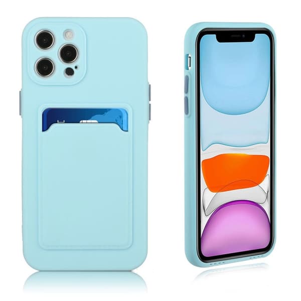 Card Holder Deksel til iPhone 12 Pro Max - Babyblå Blue