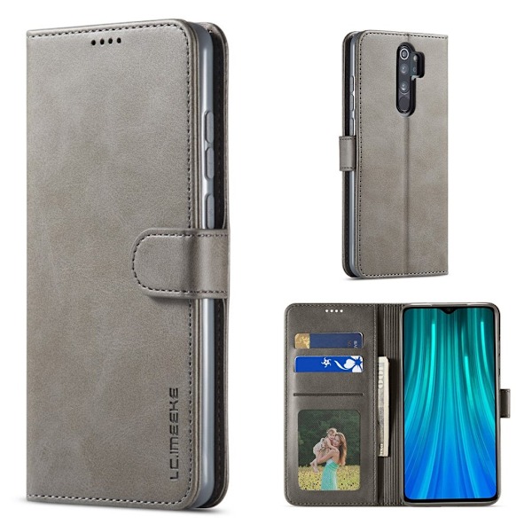 LC.Imeeke läder Xiaomi Redmi Note 8 Pro fodral - Silver/Grå Silvergrå