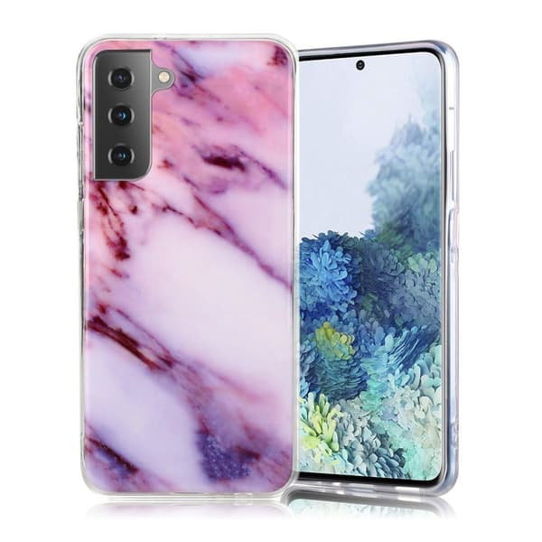 marmor Samsung Galaxy S21 Plus 5G etui - hvid / lilla Purple