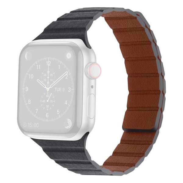 Apple Watch Series 8 (41mm) dobbeltfarvet urrem i ægte læder - G Silver grey