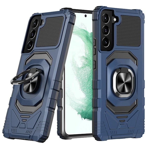 Slidstærkt cover i hård plast med blød inderside og kickstand til Samsung Galaxy S22 Plus - Blå Blue