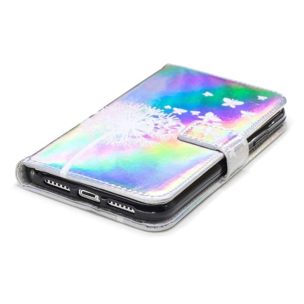 iPhone Xs Max laserskåret præget læder flip cover - Mælkebøtte Multicolor