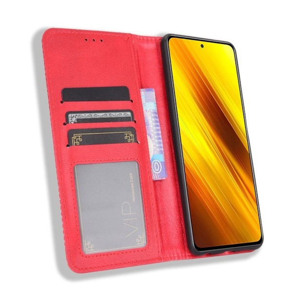 Bofink Vintage läder Xiaomi Poco X3 NFC fodral - Röd Röd