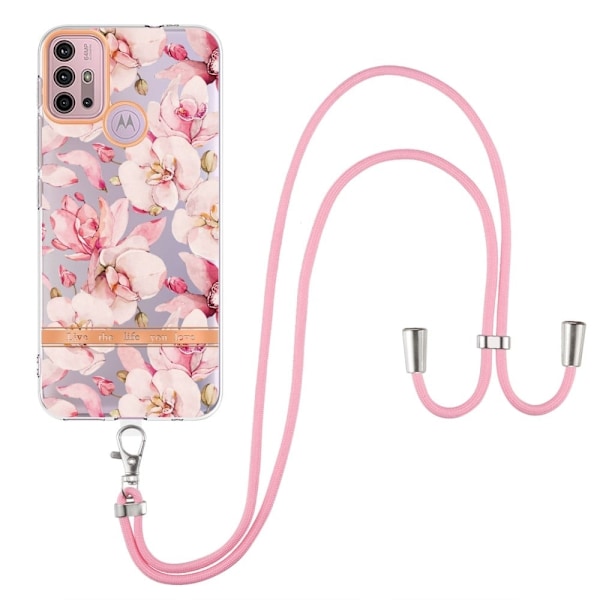 Slankt og holdbart softcover med lanyard til Motorola Moto G20 / G10 / G30 - Lyserød Gardenia Pink