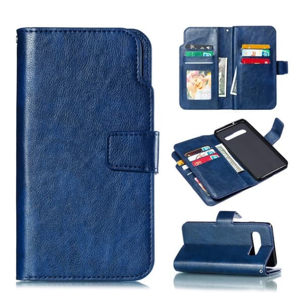 Crazy Horse Samsung Galaxy S10 læder flip etui - Blå Blue