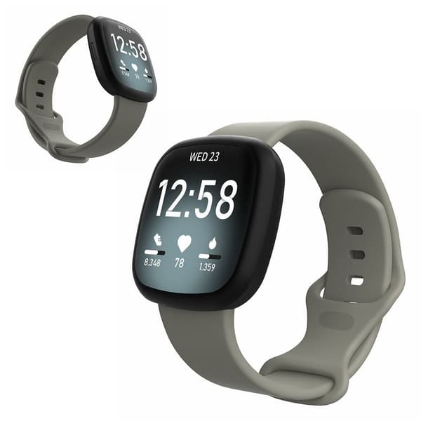 Fitbit Versa 3 / Sense silikoninen kellonauha - Harmaa Koko: L Silver grey