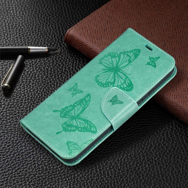 Butterfly läder Nokia 5.4 fodral - Grön Grön